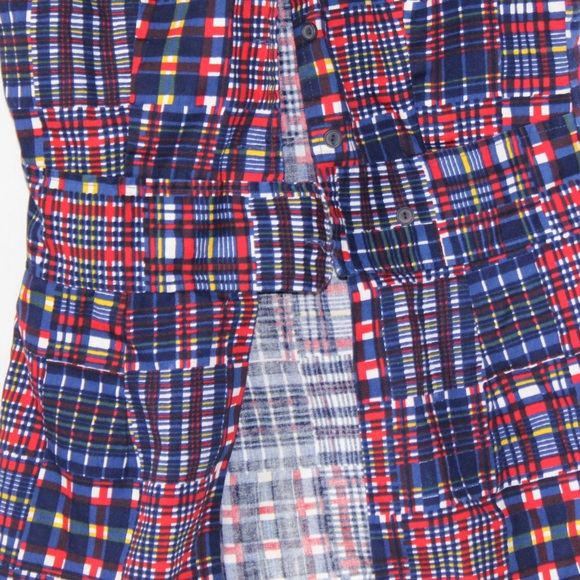 Rare 1970s red yellow blue collared sleeveless button up tank top size 12 fits 8 - Picture 3 of 6